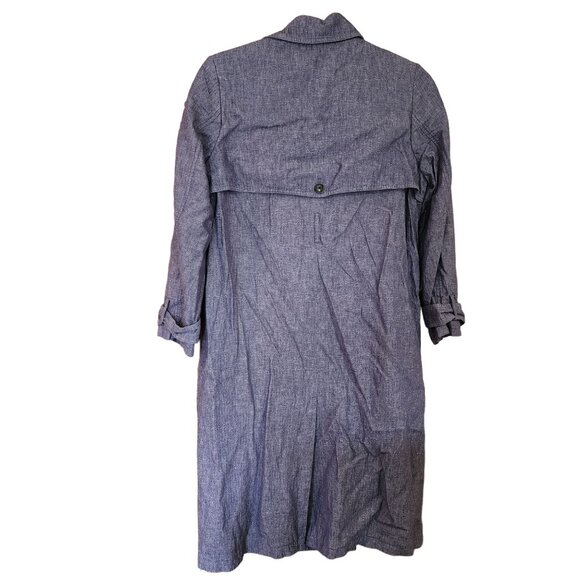 Banana Republic Trench Coat Womens Large Denim Blue NO BELT - Picture 2 of 3
